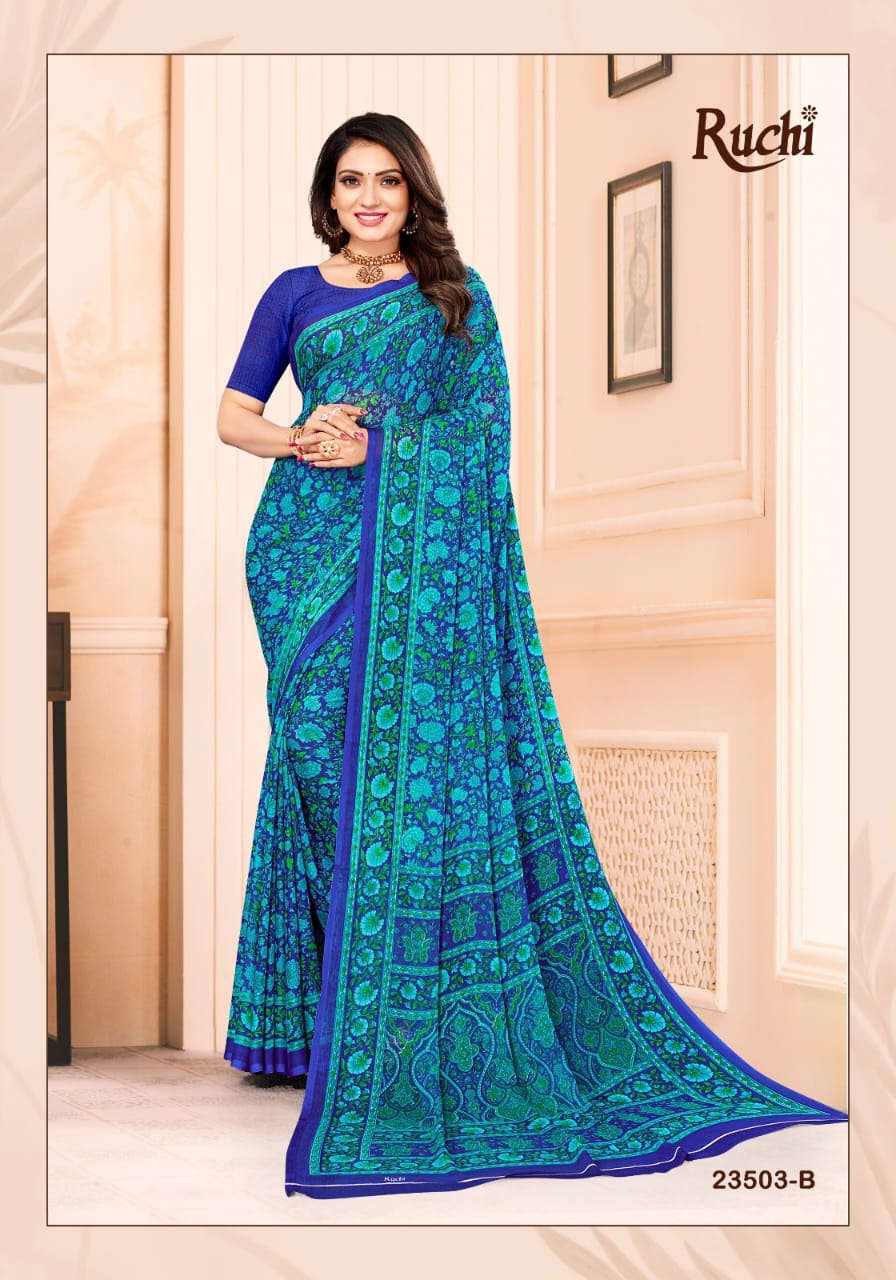 Star Chiffon 102 By Ruchi Printed Saree Catalog